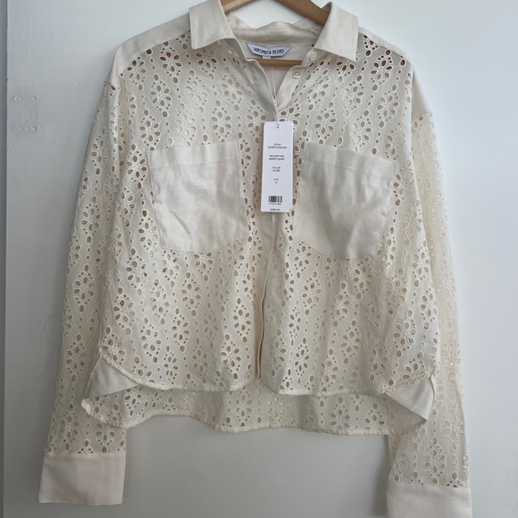 VERONICA BEARD Aderes Eyelet Shirt in White - Size 16 - NWT Brand new! - Picture 4 of 10